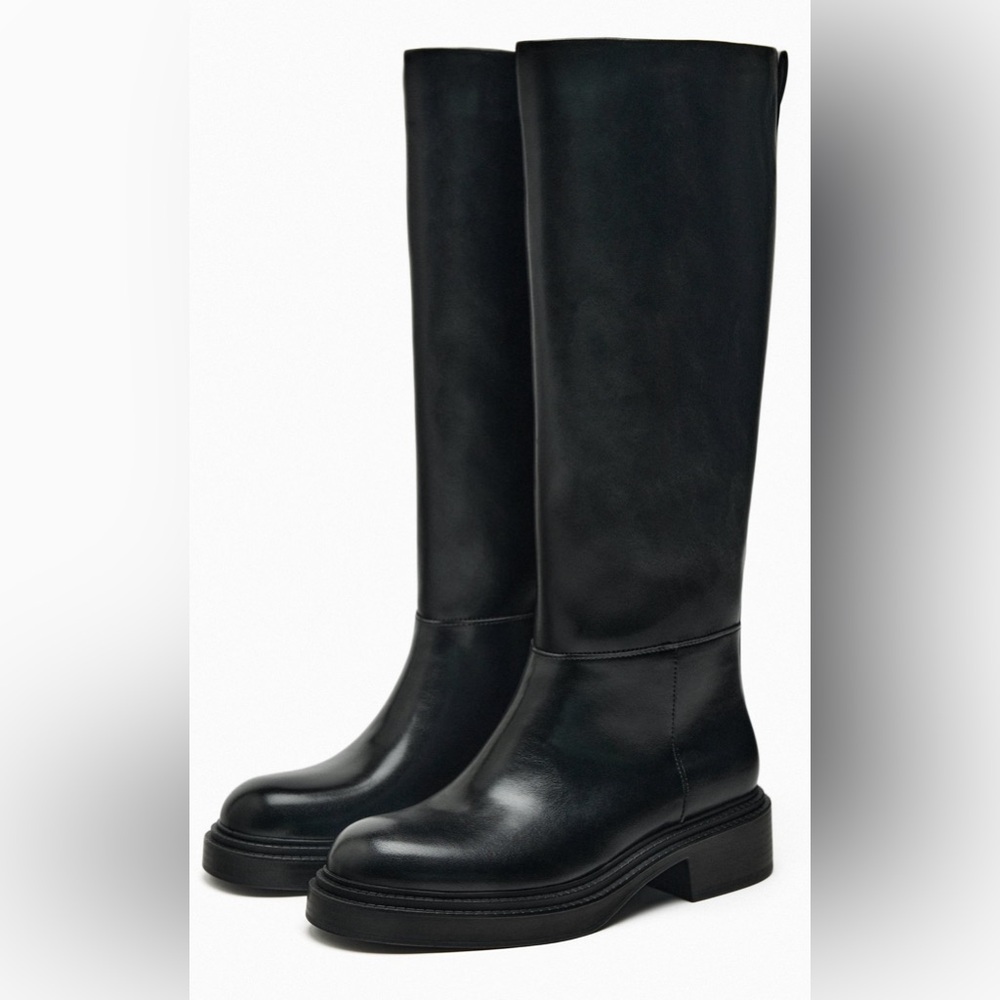 NWT- Zara FLAT KNEE HIGH BOOTS-9